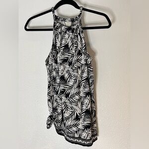 Max Studio Monochrome Leaf Pattern Halter Top Size Medium